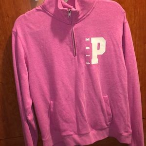 Pink quarter zip logo sweatshirt